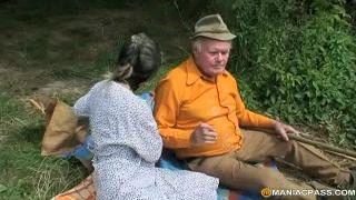 Old pervs Sex Picnic With Teeny